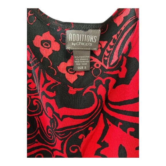 VTG Y2K Additions by Chico’s Tank Top Women’s Size 3 (XL / 16-18) Red Black Flor - Picture 2 of 4